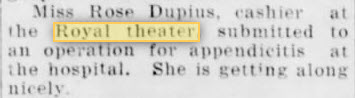 Royal Theater - Oct 19 1941 Article On Cashier (newer photo)